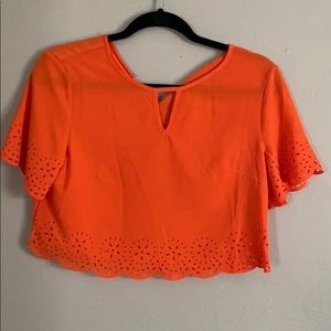 Orange flowing crop top